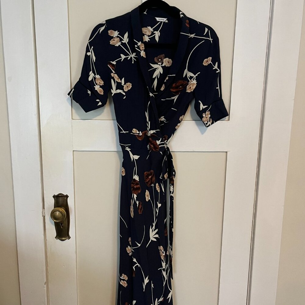 Ganni wrap midi dress